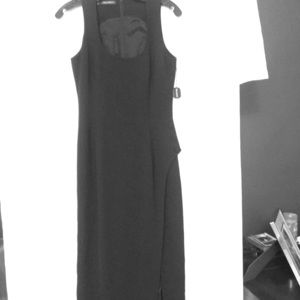 Tahari Size 4 Sleek Dress, Long with side slit.